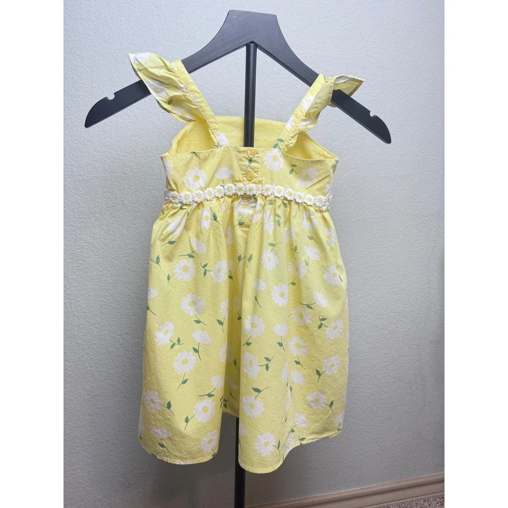 Gymboree Yellow Daisy Floral Cotton Ruffle Strap Dress Kids 3T Summer Sundress